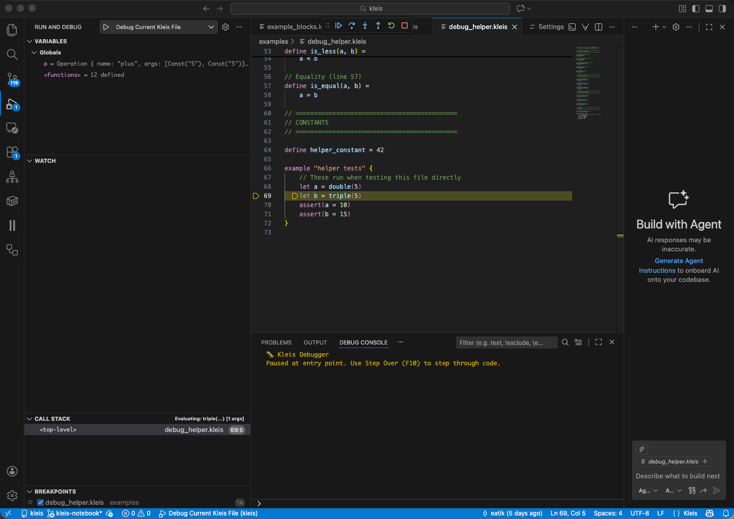 VS Code Debugger with Kleis